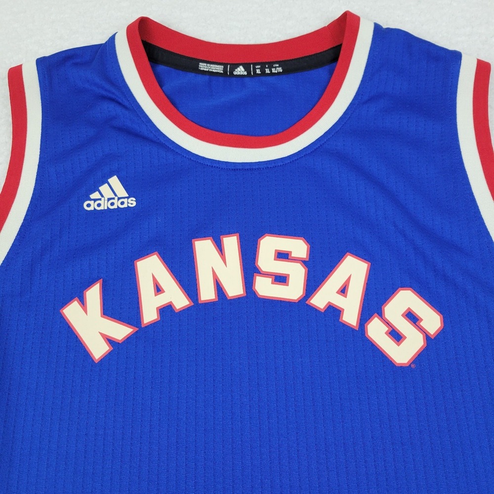 Kansas Jayhawks Adidas Basketball Jersey‎ Mens XL Blue Polyester A7H011